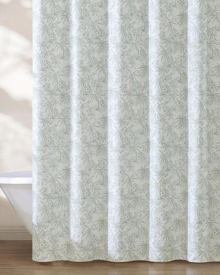 Beach & Home Bath | Tommy Bahama Pen And Ink Spring Green Palm Shower Curtain Green
