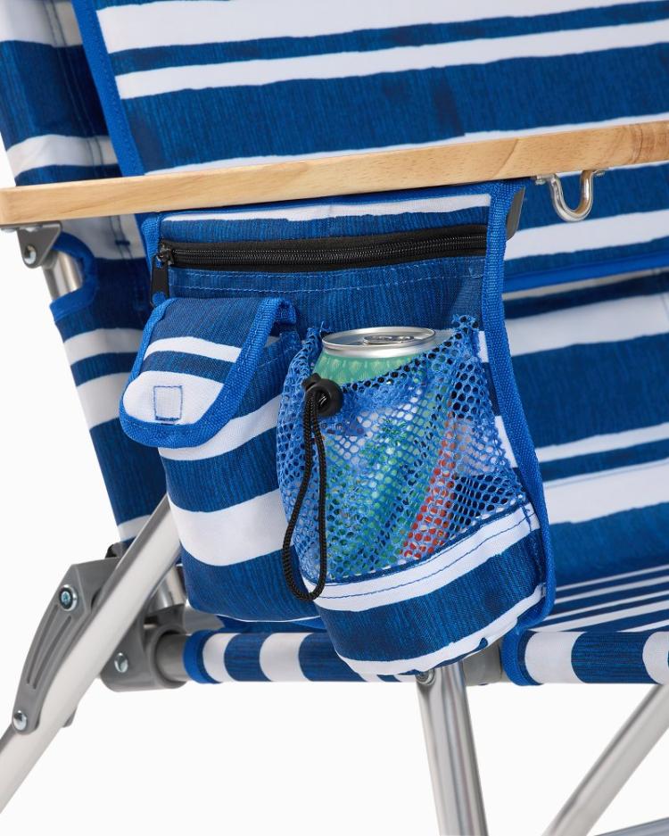 Beach & Home Beach Chairs | Tommy Bahama Tommy Bahama Pineapple Stripe Highboy Chair With Shade Blue/white