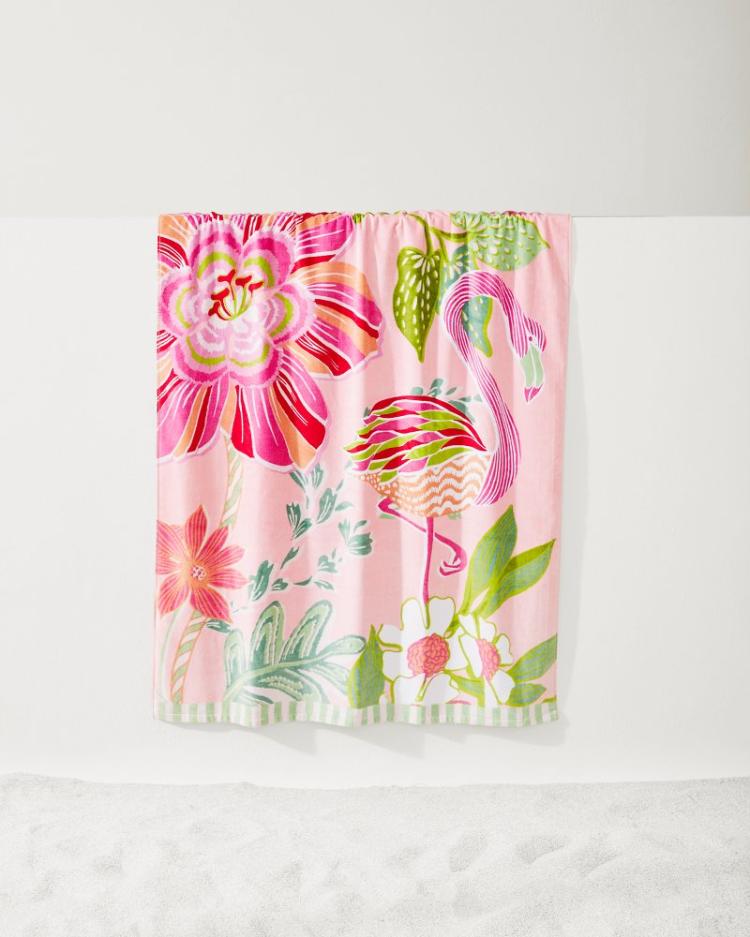 Beach & Home Beach Towels | Tommy Bahama Flamingo Pineapple Beach Towel Pink