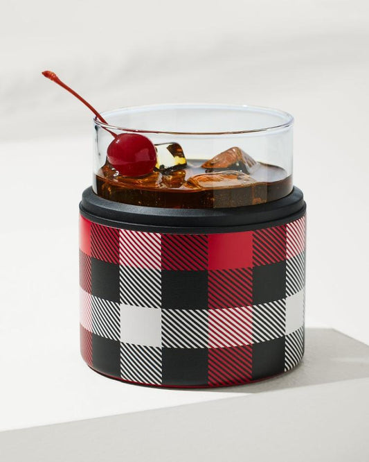 Beach & Home Drinkware & Bar | Tommy Bahama Asobu® On The Rocks Glass & Kuzie - Plaid Red