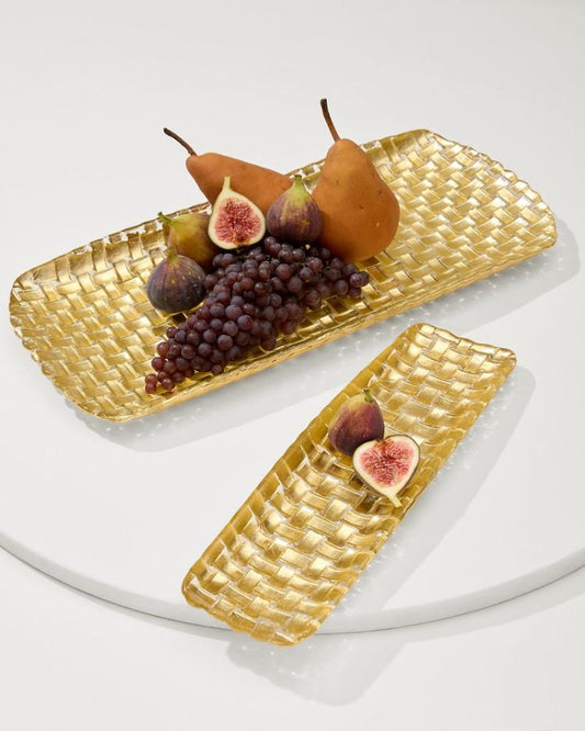 Beach & Home Drinkware & Bar | Tommy Bahama Braided Glass Serving Trays — Set Of 2 Gold