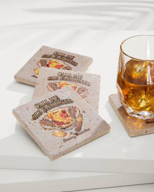 Beach & Home Drinkware & Bar | Tommy Bahama Call Me Old Fashioned Travertine Coaster Set Multicolor