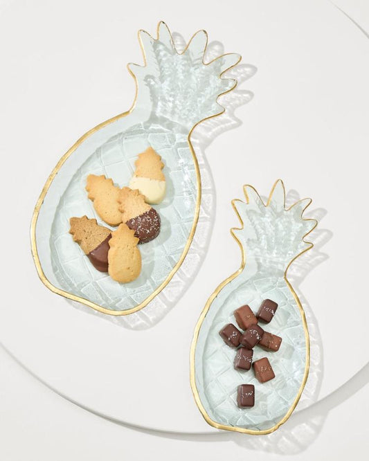 Beach & Home Drinkware & Bar | Tommy Bahama Glass Pineapple Trays — Set Of 2 Clear