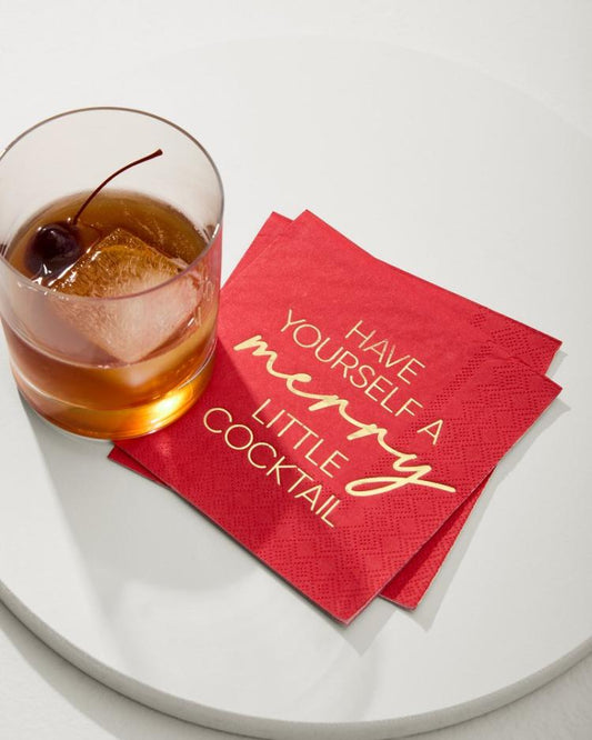 Beach & Home Drinkware & Bar | Tommy Bahama Have Yourself A Merry Little Cocktail Napkins Red