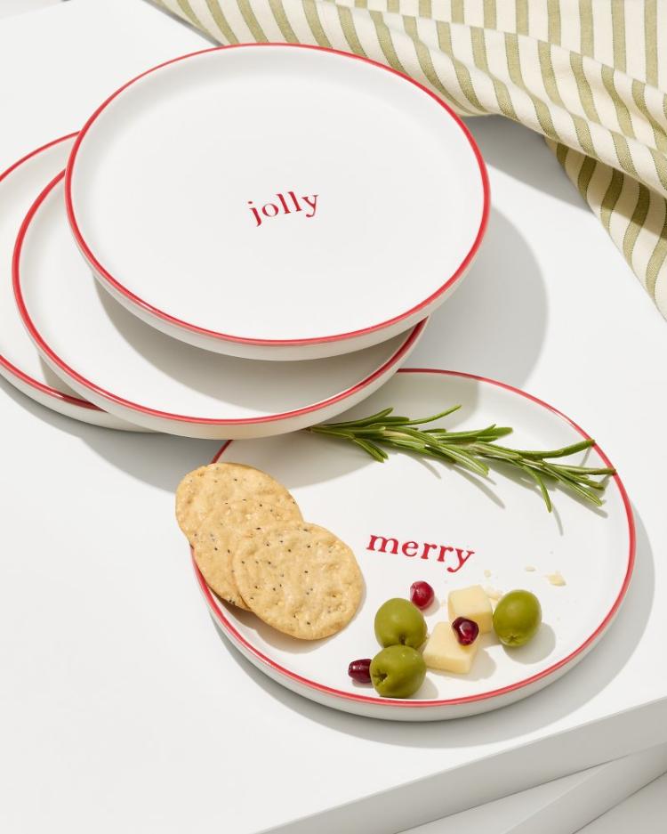 Beach & Home Drinkware & Bar | Tommy Bahama Holiday Appetizer Plates—Set Of 4 Red
