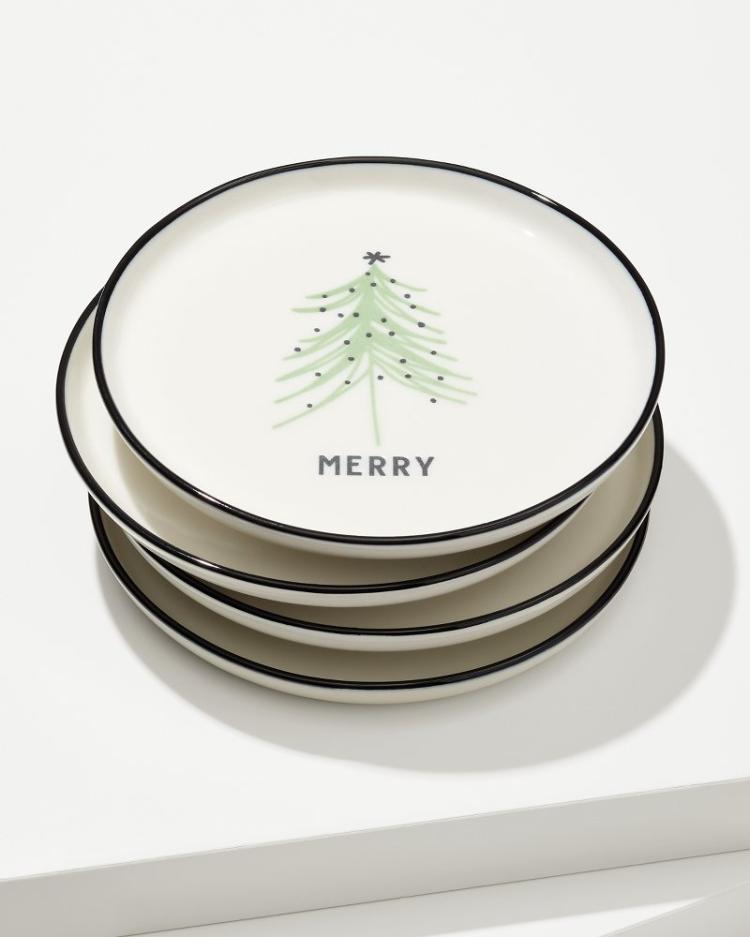 Beach & Home Drinkware & Bar | Tommy Bahama Holiday Tree Appetizer Plates—Set Of 4 Green