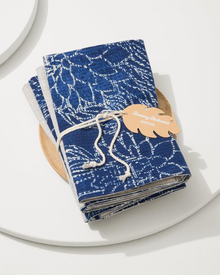Beach & Home Drinkware & Bar | Tommy Bahama Island Navy Upcycled Reversible Dinner Napkins - Set Of 4 Island Navy