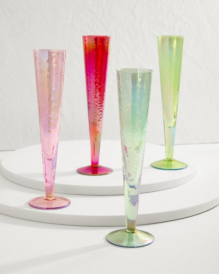 Beach & Home Drinkware & Bar | Tommy Bahama Luster Champagne Glasses — Set Of 4 Multicolor