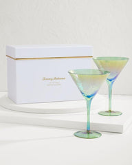 Beach & Home Drinkware & Bar | Tommy Bahama Luster Martini Glasses — Set Of 2 Light Blue