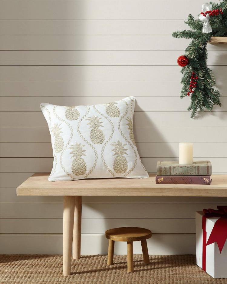 Beach & Home Pillows & Shams | Tommy Bahama Golden Pineapples Embroidered Decorative Pillow Gold
