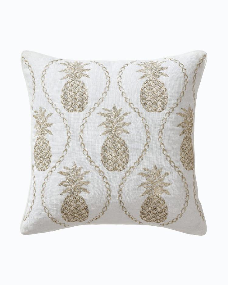 Beach & Home Pillows & Shams | Tommy Bahama Golden Pineapples Embroidered Decorative Pillow Gold