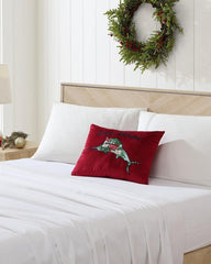 Beach & Home Pillows & Shams | Tommy Bahama Holiday Marlin Velvet Embroidered Decorative Pillow Red