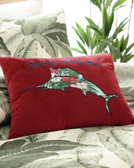Beach & Home Pillows & Shams | Tommy Bahama Holiday Marlin Velvet Embroidered Decorative Pillow Red