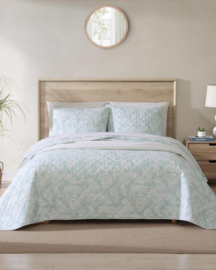 Beach & Home Quilts & Blankets | Tommy Bahama Art Of Palms Reversible 3-Piece King Quilt Set Blue