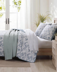 Beach & Home Quilts & Blankets | Tommy Bahama Pen And Ink Palm Reversible 2-Piece Twin Quilt Set Indigo