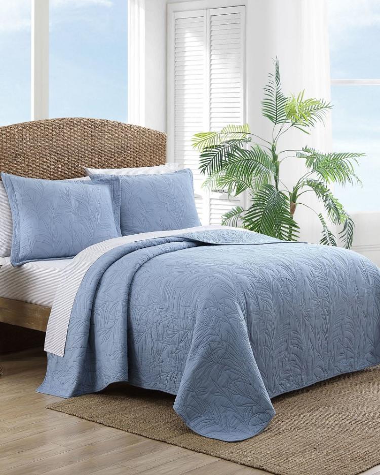 Beach & Home Quilts & Blankets | Tommy Bahama Solid Costa Sera Twin Quilt Blue