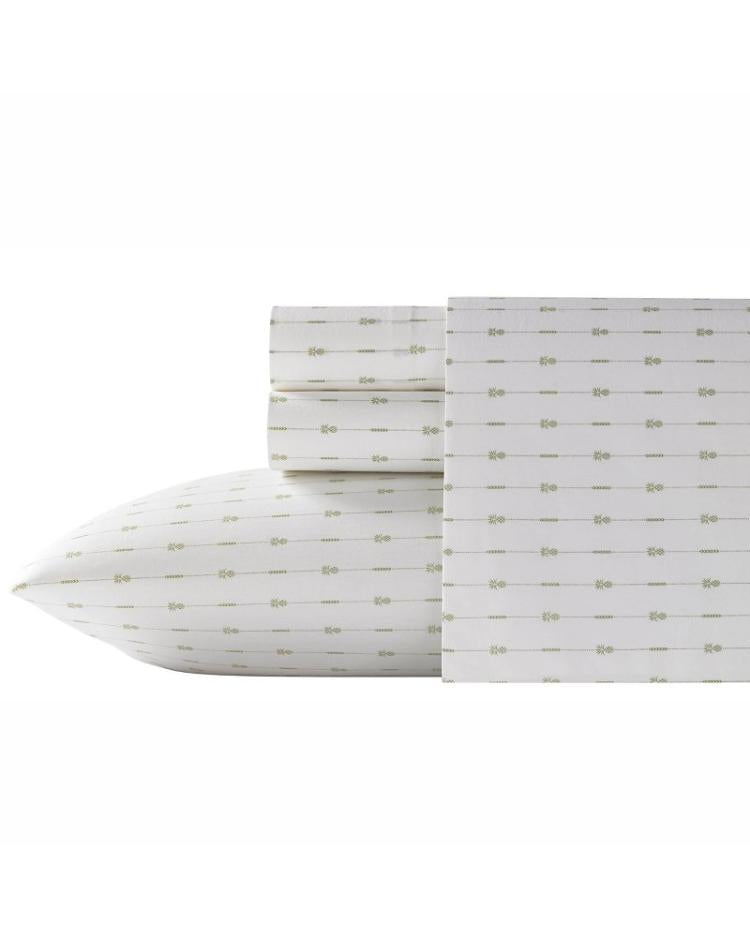 Beach & Home Sheet Sets & Bedskirts | Tommy Bahama Pineapple Pinstripe 4-Piece Queen Sheet Set Palm Green