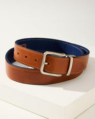 Men Belts | Tommy Bahama Leather Mesh Reversible Performance Belt Navy/tan