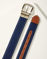 Men Belts | Tommy Bahama Leather Mesh Reversible Performance Belt Navy/tan