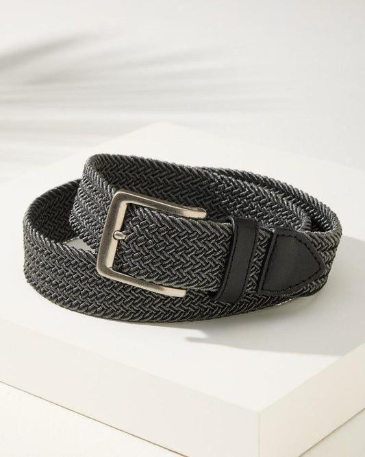 Men Belts | Tommy Bahama Two-Tone Stretch Webbed Belt Black
