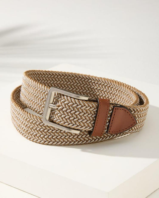 Men Belts | Tommy Bahama Two-Tone Stretch Webbed Belt Khaki