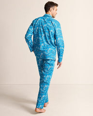 Men Loungewear & Pajamas | Tommy Bahama Big & Tall Woven Long Sleeve & Pants Pajama Set Slate Teal