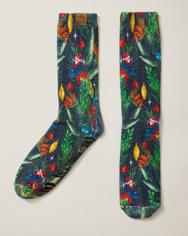 Men Loungewear & Pajamas | Tommy Bahama Island Soft® Holiday Parrot Socks Black