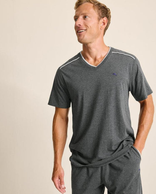 Men Loungewear & Pajamas | Tommy Bahama Jersey Short-Sleeve V-Neck T-Shirt Heather Charcoal Grey