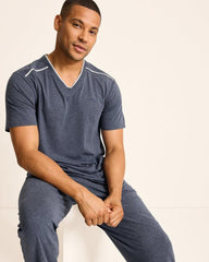 Men Loungewear & Pajamas | Tommy Bahama Jersey Short-Sleeve V-Neck T-Shirt Heathered Blue