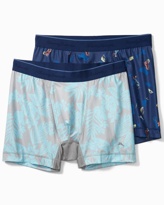 Men Loungewear & Pajamas | Tommy Bahama Mesh Tech Tropic Print Boxer Briefs — 2-Pack Navy Print