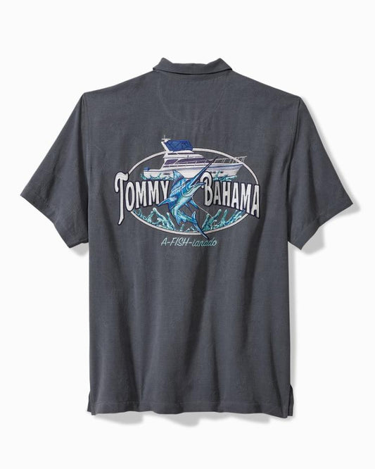 Men Shirts | Tommy Bahama A-fish-ianado Silk Camp Shirt Dark Sterling