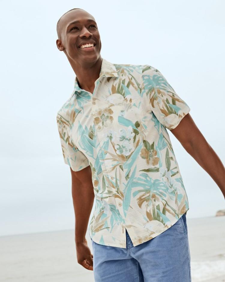 Men Shirts | Tommy Bahama Big & Tall Bahama Coast Jungle Haven IslandZone® Shirt Warm Mist
