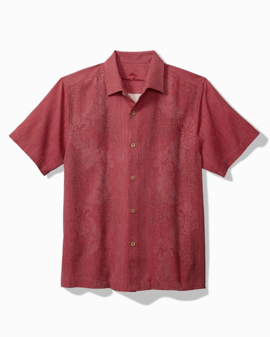 Men Shirts | Tommy Bahama Big & Tall Bali Border Silk Camp Shirt Deep Havana