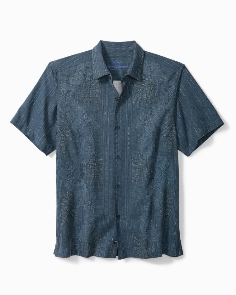 Men Shirts | Tommy Bahama Big & Tall Bali Border Silk Camp Shirt Navy