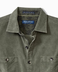 Men Shirts | Tommy Bahama Big & Tall Coastline Cord Stretch Sun Fade Double-Pocket Shirt Dark Fern