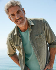 Men Shirts | Tommy Bahama Big & Tall Coastline Cord Stretch Sun Fade Double-Pocket Shirt Dark Fern