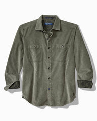 Men Shirts | Tommy Bahama Big & Tall Coastline Cord Stretch Sun Fade Double-Pocket Shirt Dark Fern
