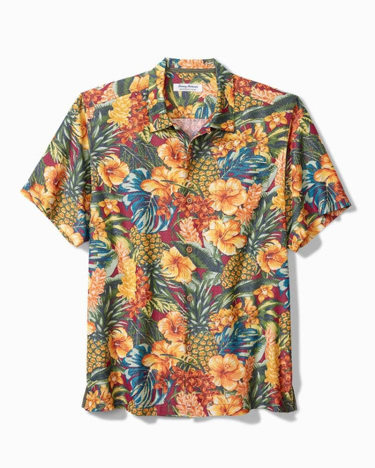 Men Shirts | Tommy Bahama Big & Tall Coconut Point Sunset Canopy IslandZone® Camp Shirt Dark Sangria