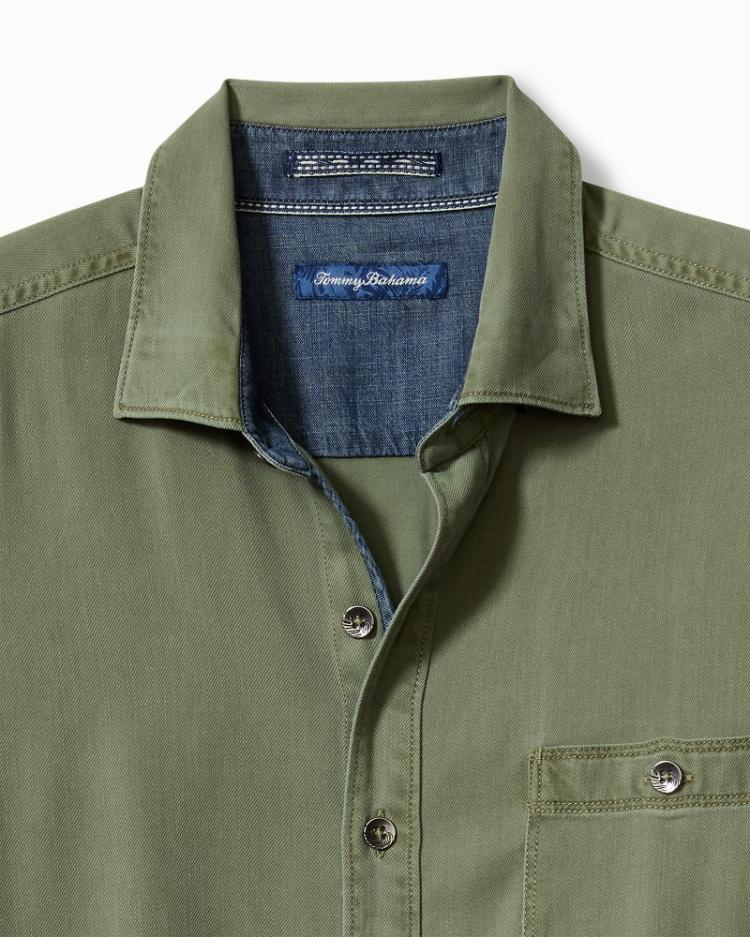 Men Shirts | Tommy Bahama Big & Tall Ocean Wash Twill Long-Sleeve Shirt Army Green
