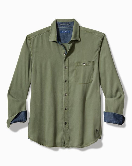Men Shirts | Tommy Bahama Big & Tall Ocean Wash Twill Long-Sleeve Shirt Army Green
