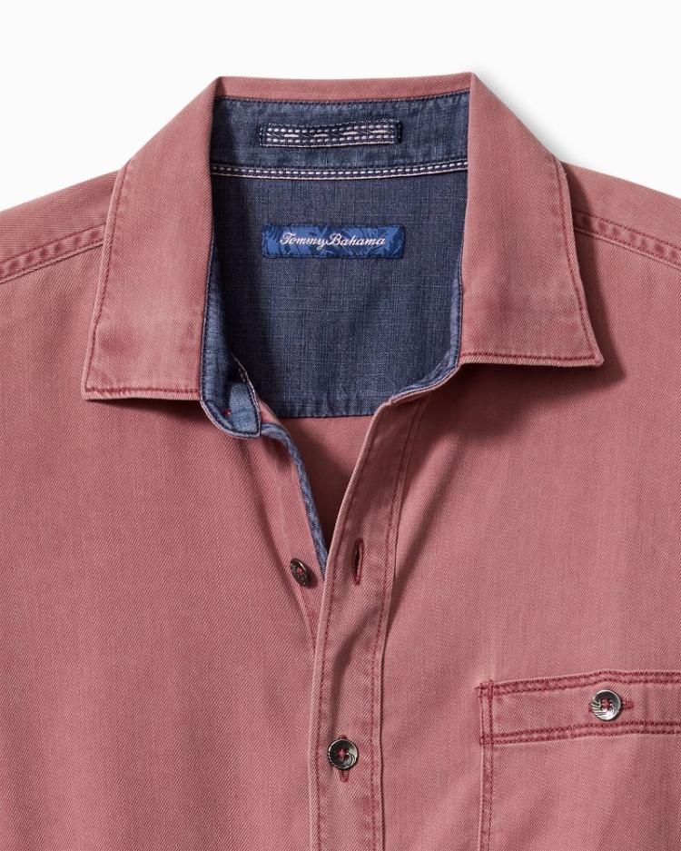 Men Shirts | Tommy Bahama Big & Tall Ocean Wash Twill Long-Sleeve Shirt Ruby Wine