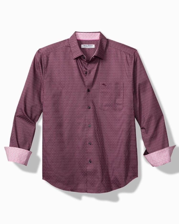 Men Shirts | Tommy Bahama Big & Tall Sarasota Stretch Ventura Isles IslandZone® Stripe Shirt Grape Wine
