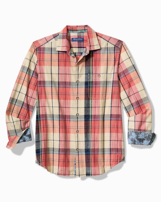 Men Shirts | Tommy Bahama Big & Tall Sunwash Check Long-Sleeve Shirt Radish