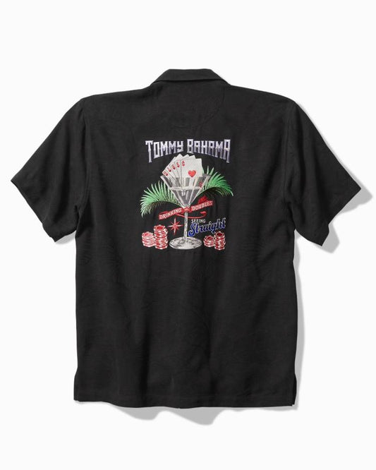 Men Shirts | Tommy Bahama Drinking Doubles Silk Camp Shirt Black