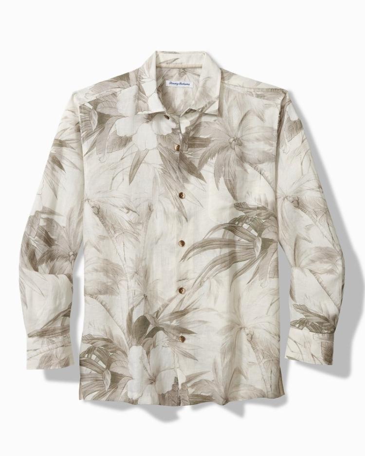 Men Shirts | Tommy Bahama Flora Oasis Long-Sleeve Linen Shirt Pure Khaki