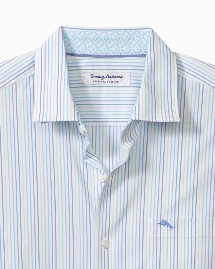 Men Shirts | Tommy Bahama Sarasota Stretch Marina Stripe IslandZone® Shirt Seven Seas
