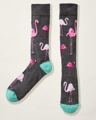 Men Socks | Tommy Bahama Let's Flamingle Socks Charcoal Heather