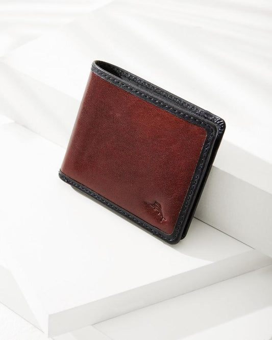 Men Wallets & Tech Accessories | Tommy Bahama Contrast Binding Slimfold Wallet Black/cognac