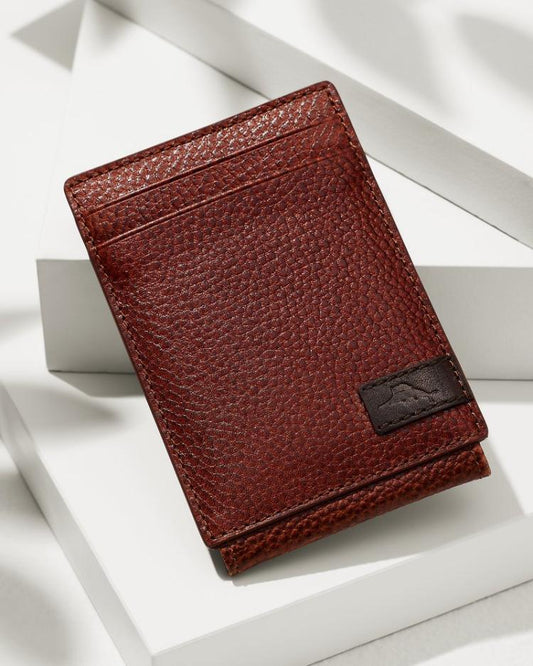 Men Wallets & Tech Accessories | Tommy Bahama Scotchgrain Leather Magnetic Front Pocket Wallet Cognac