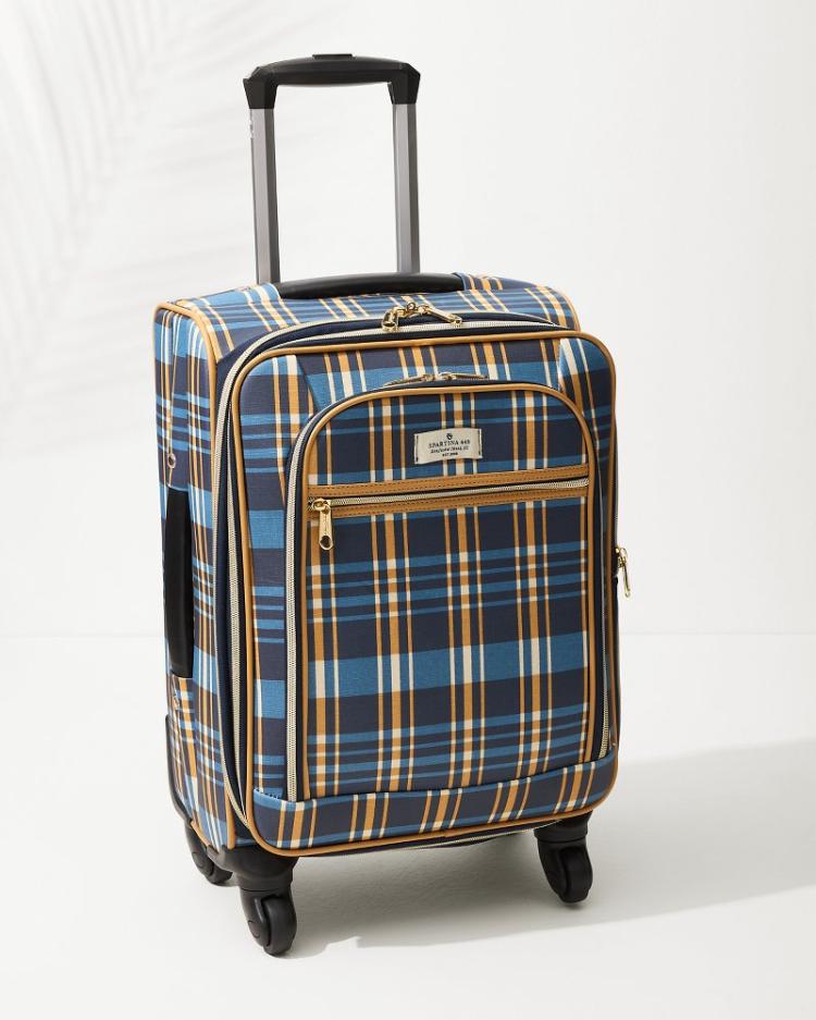 Men/Women/Beach & Home Luggage & Travel | Tommy Bahama Kalalanta 20-Inch Rolling Suitcase Navy Plaid